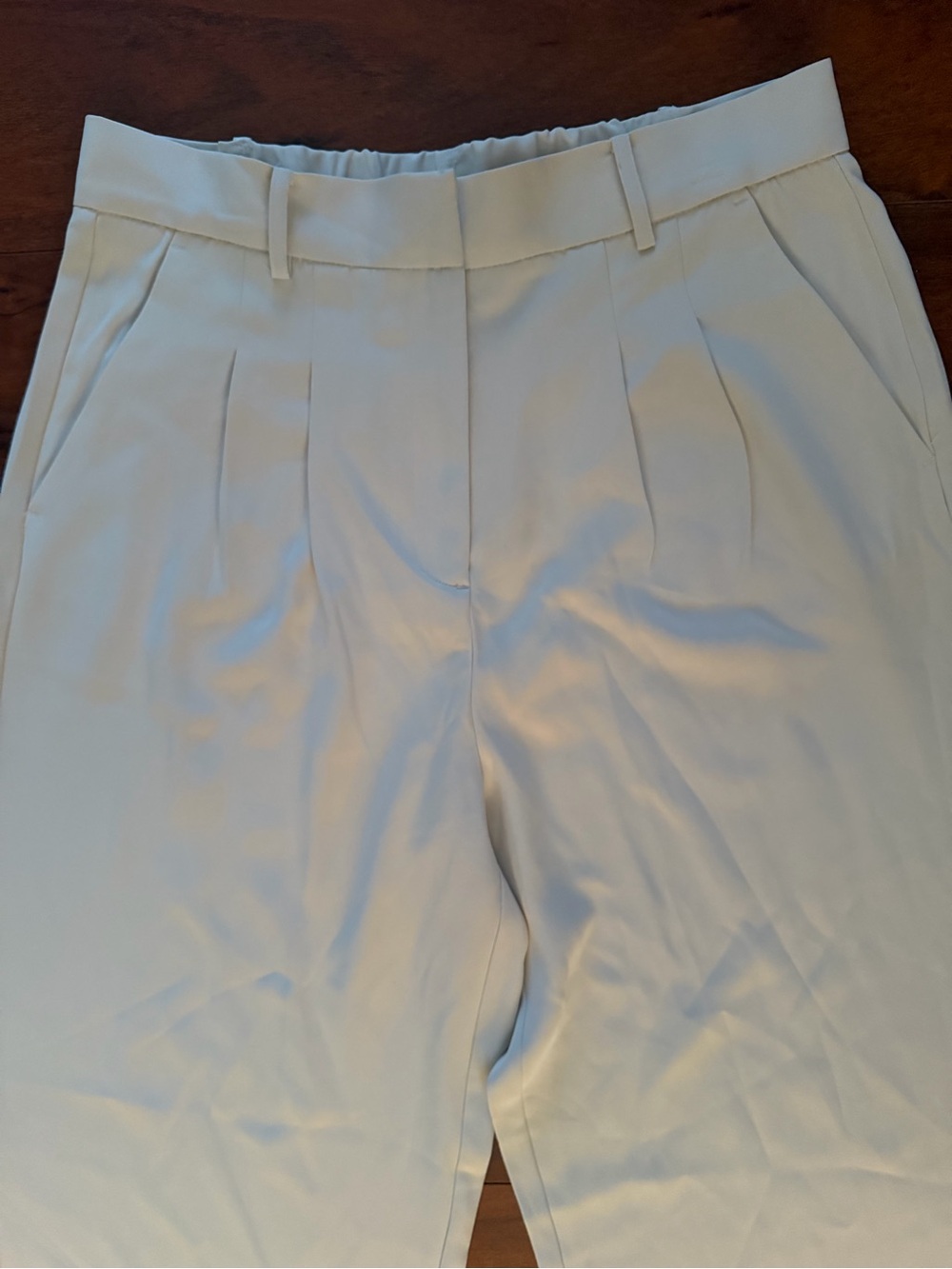 French Connection Cream Wide-Leg High Waist Trousers Size L - Picture 3 of 11
